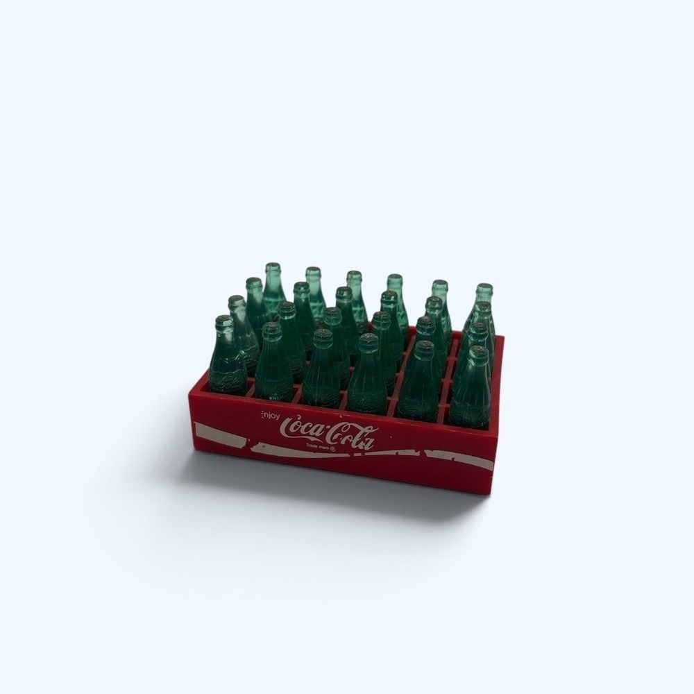 1993 Vintage Coca Cola Miniature Glass Bottles 24 Pack with Red Wooden Crate A